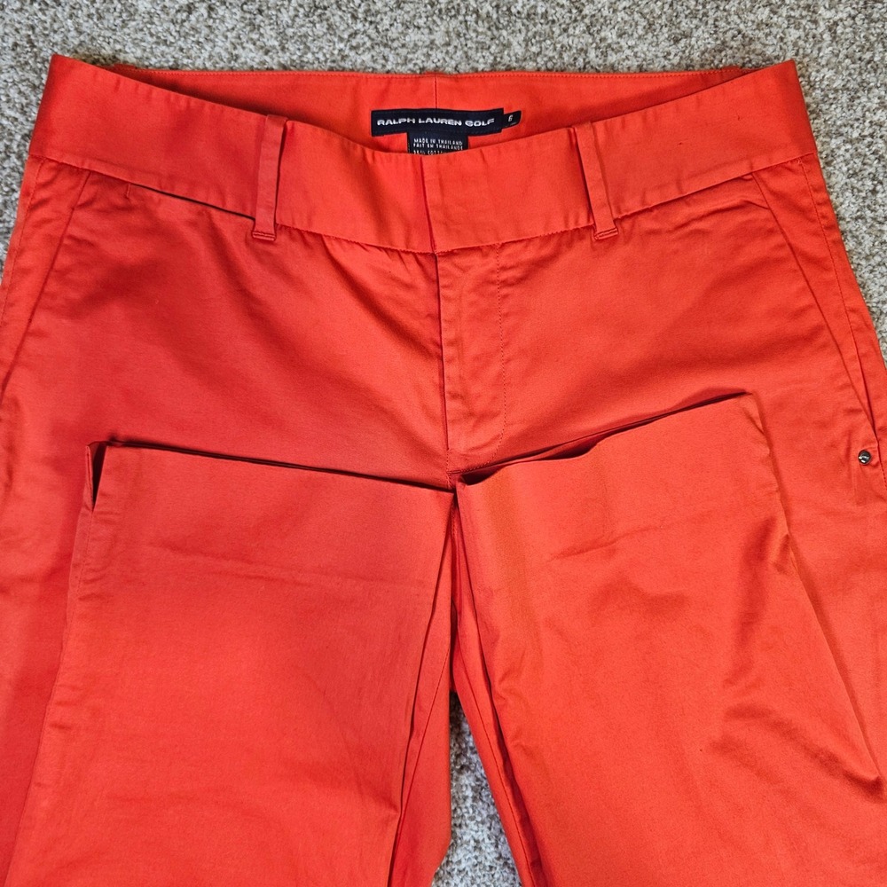 Ralph Lauren Golf Womens Orange Cropped Stretch Cotton Twill Pants Size 6